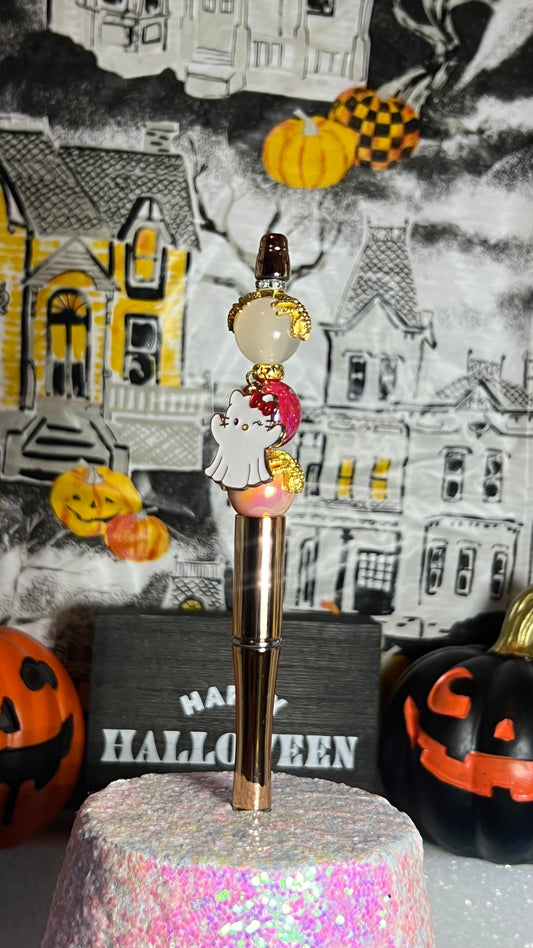 Spider pen with ghost hello kitty charm