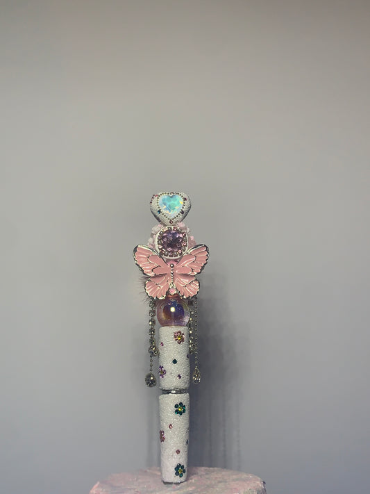 Fancy pink butterfly pen