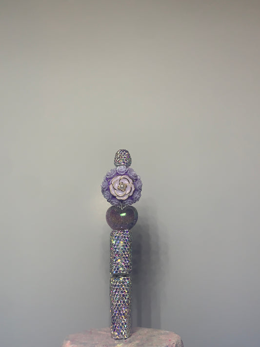 Purple flower fancy bling pen